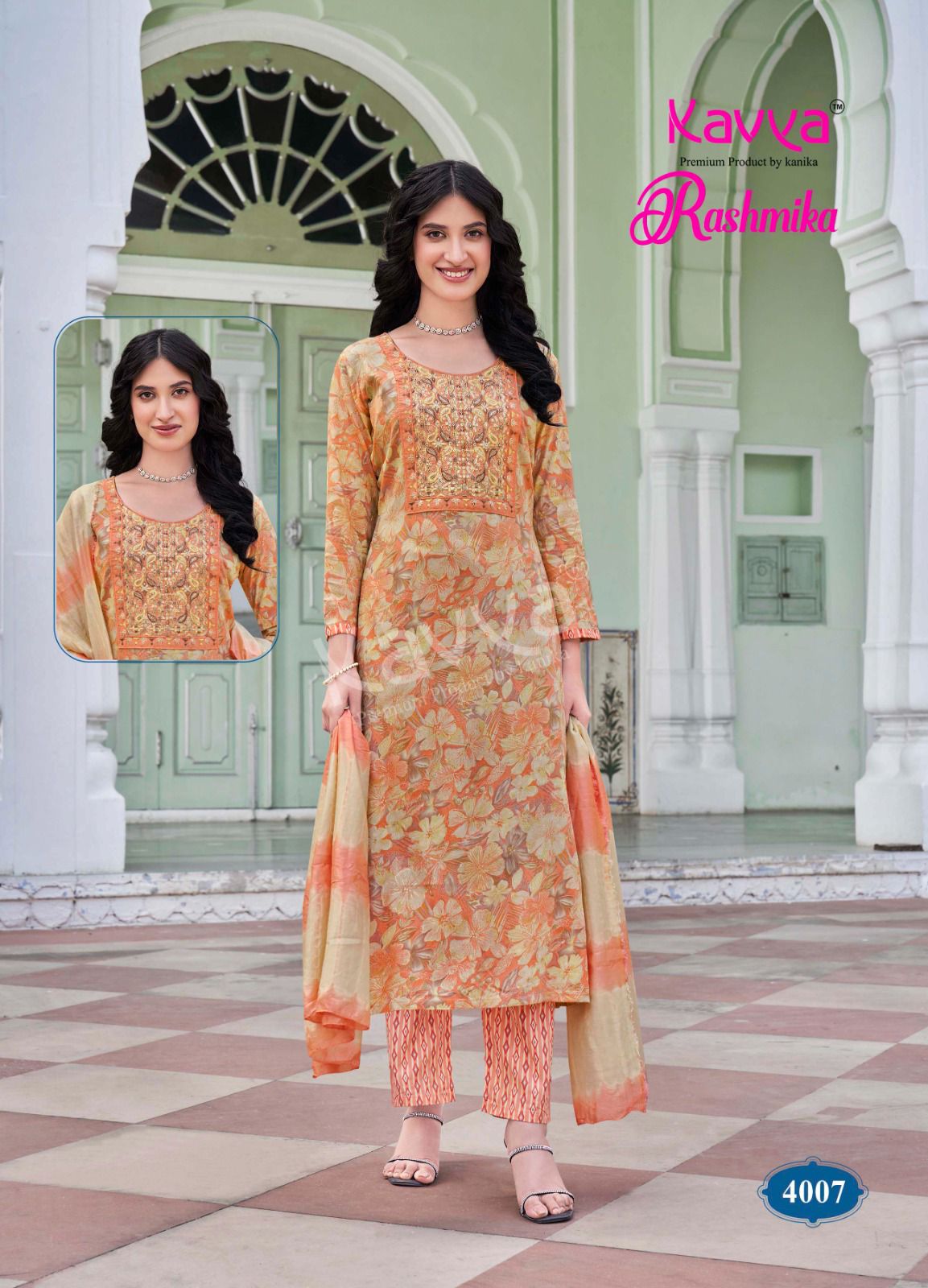 Rashmika Vol 04 By Kavya Rayon Foil Printed Kurti With Bottom Dupatta Wholesale Online
